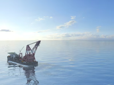 Tranquil Sea Scenery With Blue Sky White Clouds Calm Water And Reflections 3d model