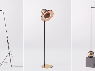 Modern Contemporary Floor Lamp Designs With Metallic Structures And Stylish Bases 3d model