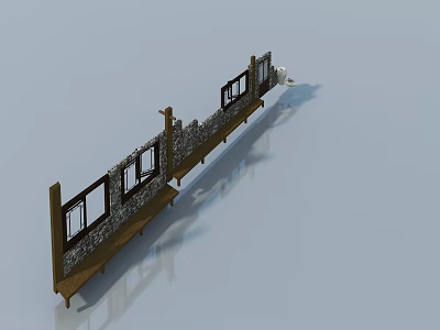 Row of Modern Swing Doors With Wooden Frames And Glass Panels For Home Interior 3d model