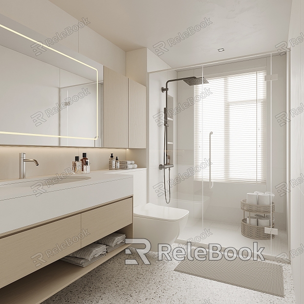 Modern Toilet Bathroom Toilet WC Public Toilet Bathroom Shower Room Toilet Washbasin Shower Partition Shower Room model