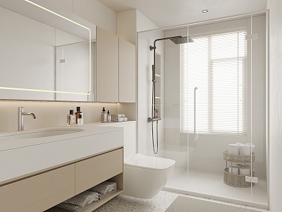 Modern Toilet Bathroom Toilet WC Public Toilet Bathroom Shower Room Toilet Washbasin Shower Partition Shower Room model