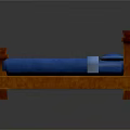Classic Wooden Bed With Carved Headboard Footboard Blue Mattress And Pillows