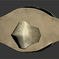 Abstract Modern Sculptural Artwork With Curved Structure Green Brown Tones And Textured Base