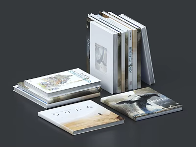 Books And Magazines Collection With Stacked Design Various Covers And Natural Themes 3d model