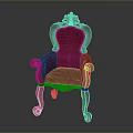 Red Classic Carved Armchair With Ornate Backrest And Decorative Legs