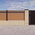 Modern Brown Fence Design With Black Decorative Strips And Decorative Top Gate