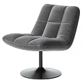 Modern Gray Upholstered Accent Chair with Square Tufted Design and Swivel Base