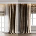 Modern Home Curtain Combination French Curtain Cream Curtain Milk Tea Curtain Bedroom Curtain Living Room Curtain 3d model