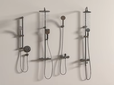 Modern Shower Heads Collection Featuring Handheld And Rainfall Spray Modes In Stainless Steel 3d model