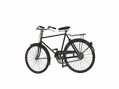 Vintage Black Bicycle With Steel Frame Rear Rack And Classic Design 3d model