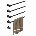 Brown Towel With White Stripes Hanging On Black Bathroom Towel Bars