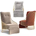 Modern Upholstered Accent Chair With Gold Metal Frame And Soft Comfortable Cushion