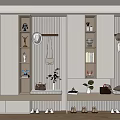 Modern Shoe Storage Cabinet With Hanging Rod Bench And Display Shelves