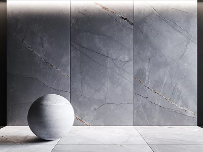 Gray Marble Floor Tiles in Modern Indoor Space with Elegant Wall Texture and Smooth Surface 3d model
