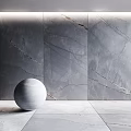 Gray Marble Floor Tiles in Modern Indoor Space with Elegant Wall Texture and Smooth Surface
