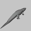 Realistic 3D Crocodile Model With Detailed Scaly Skin And Gray Background