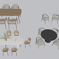 Modern Table and Chair Set Featuring Rectangular Round Oval Shapes And Minimalist Chairs 3d model