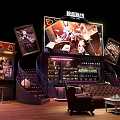 Azur Lane Live Stream Studio With Large Screens Characters Sofa Coffee Table And Wine Cabinet