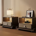 Elegant Modern Bedside Tables With Drawer Table Lamp And Decorative Art