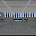 Modern Station Interior Design With Spacious Hall Large Windows Glass Railings And Tiled Floor