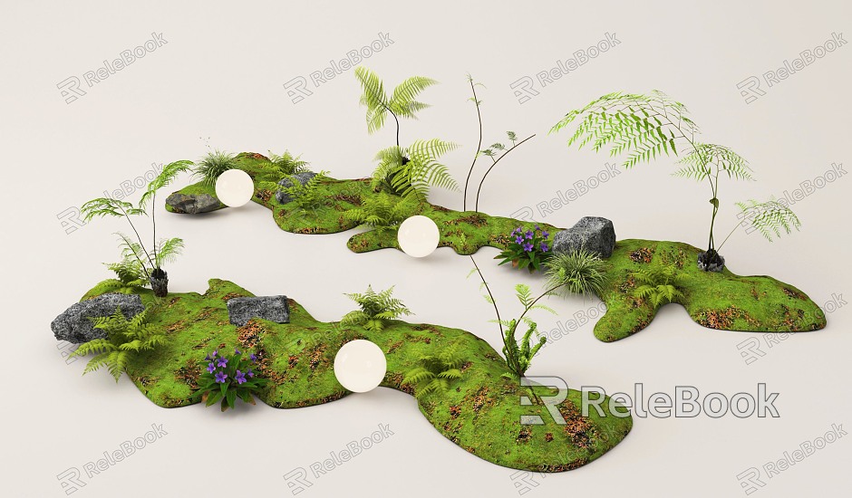 Plant combination courtyard sketch potted micro-terrain plant pile landscape landscaping model