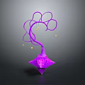 Purple Mythical Creature With Curved Lines Stretching Upward Yellow Accents And Star Shaped Base