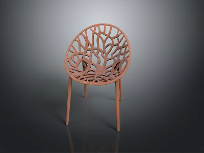 Modern Orange Armchair With Intricate Cutout Pattern Artistic Backrest And Slender Legs 3d model