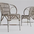 Stylish Rattan Dining Chairs With Light Brown Armrests And Woven Design Set Of Two