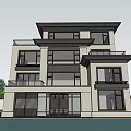 Modern Detached Villa Exterior Design With Glass Windows Balcony And Pool Reflection