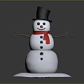 Cute Snowman Ornament With Black Top Hat Red Scarf Stick Arms And White Body