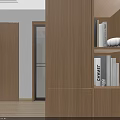 Modern Warm Wood Tone Living And Dining Room Interior With Comfortable Sofas And Panoramic Window