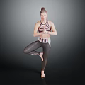 Woman Practicing Yoga Tree Pose In Sportswear With Hands In Prayer Position