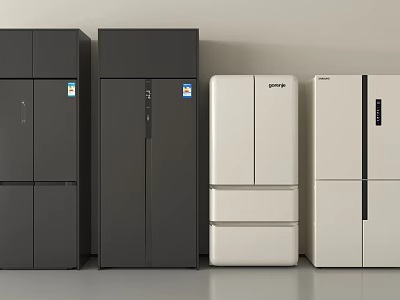 Modern Black And White Multi Door Refrigerators For Kitchen Appliance Design 3d model