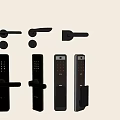 Very narrow swing door lock door lock handle intelligent door lock fingerprint lock electronic combination lock visual cat's eye 3d model