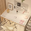 Log wind table mat office desk and chair combination 3d model