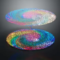 Rainbow Colored Double Layer Decorative Light With Spiral Textured Illuminated Design