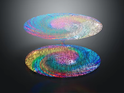Rainbow Colored Double Layer Decorative Light With Spiral Textured Illuminated Design 3d model