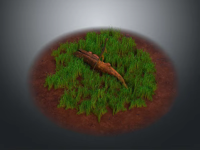 Natural Scene With Circular Area Green Grass Brown Wood And Red Soil 3d model