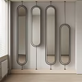 Modern Wall Mounted Long Mirrors With Metal Frames In Minimalist Interior 3d model