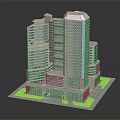 Modern Office Building With Contemporary Glass Curtain Walls And Green Lawn Base