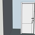 Modern Gray Interior Swing Door With White Frame Handle And Lock 3d model