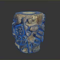 Detailed Intricate Carved Cylindrical Sculpture With Textured Surface And Artistic Patterns