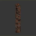 Red Brick Broken Wall Structure With Irregular Shape And Rough Texture 3d model
