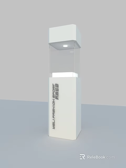 White Display Showcase with Transparent Glass Top for BELL FRESH Product 3d model 