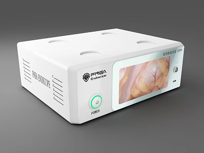 White Medical Device With Digital Display Screen Showing Internal Organ 3d model