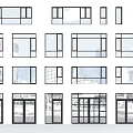 Various Casement Windows Designs With Modern Frames And Clear Glass Panels 3d model
