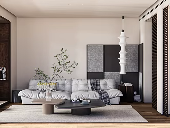 Quiet Living Room-Quiet Ancient Home Living Room Sofa Coffee Table Screen Combination 3d model