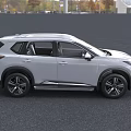 White Nissan SUV With Modern Front Design LED Headlights And Chrome Grille
