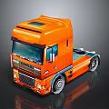 Vibrant Orange Semi Truck Cab Featuring Modern Design And Reflective Surface Details