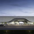 Modern Cultural Center Architectural Exterior Design With Curved Facade And Glass Entrance